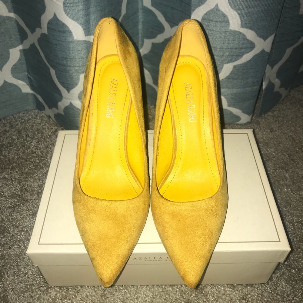 Suede Yellow Heels